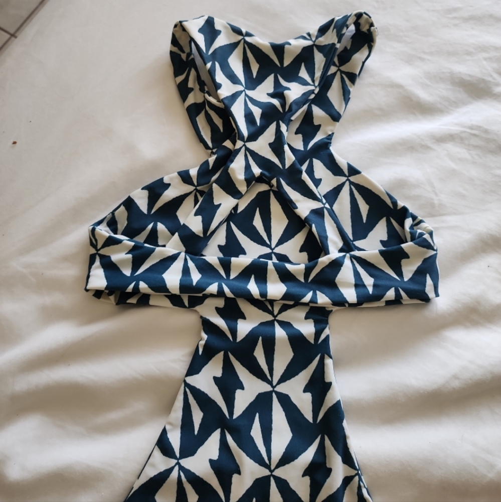 Mikoh Blue and White Cutout One-Piece Swimsuit - Picture 6 of 6